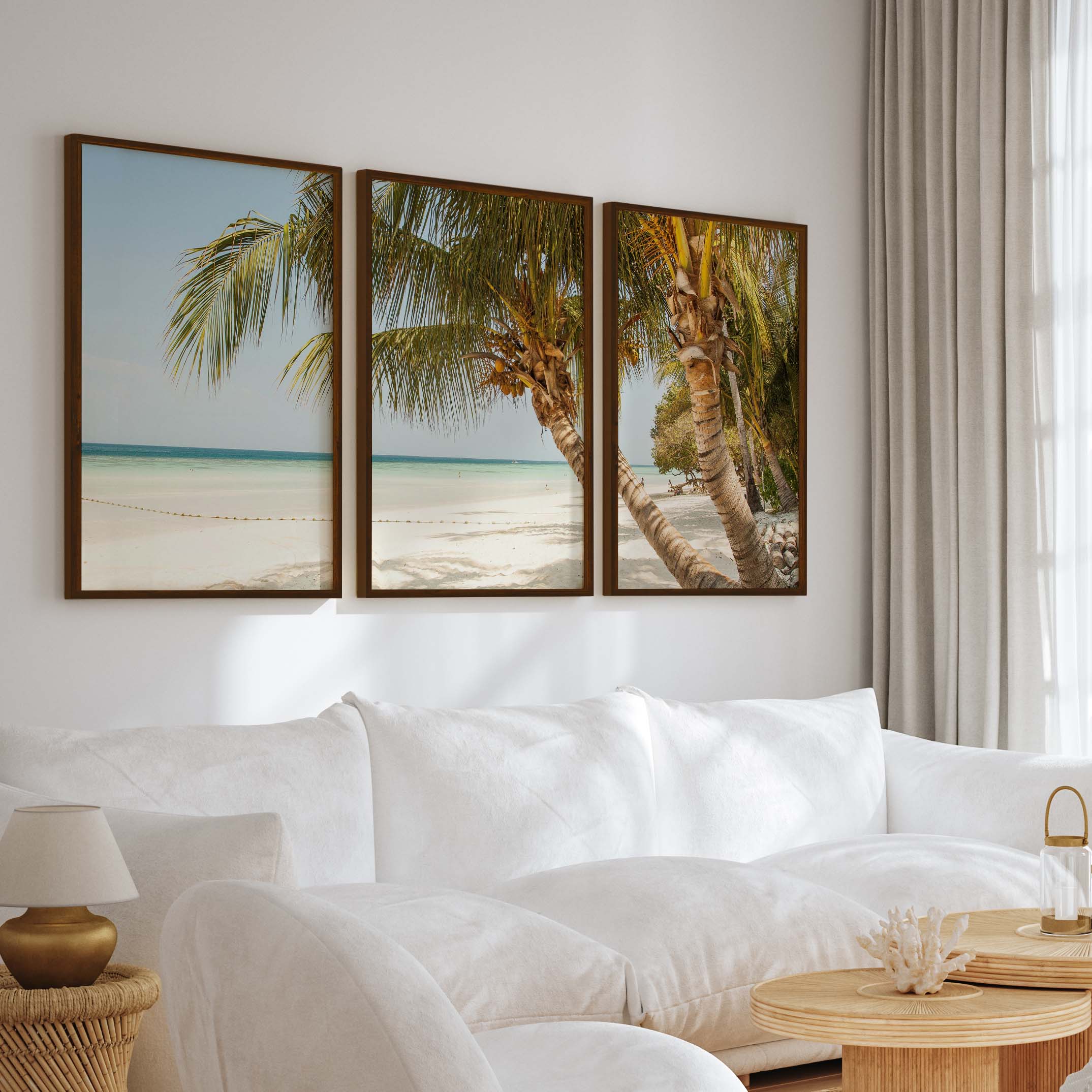 Modern Nautical Wall Art – Palm Trees by Clear Tropical Sea