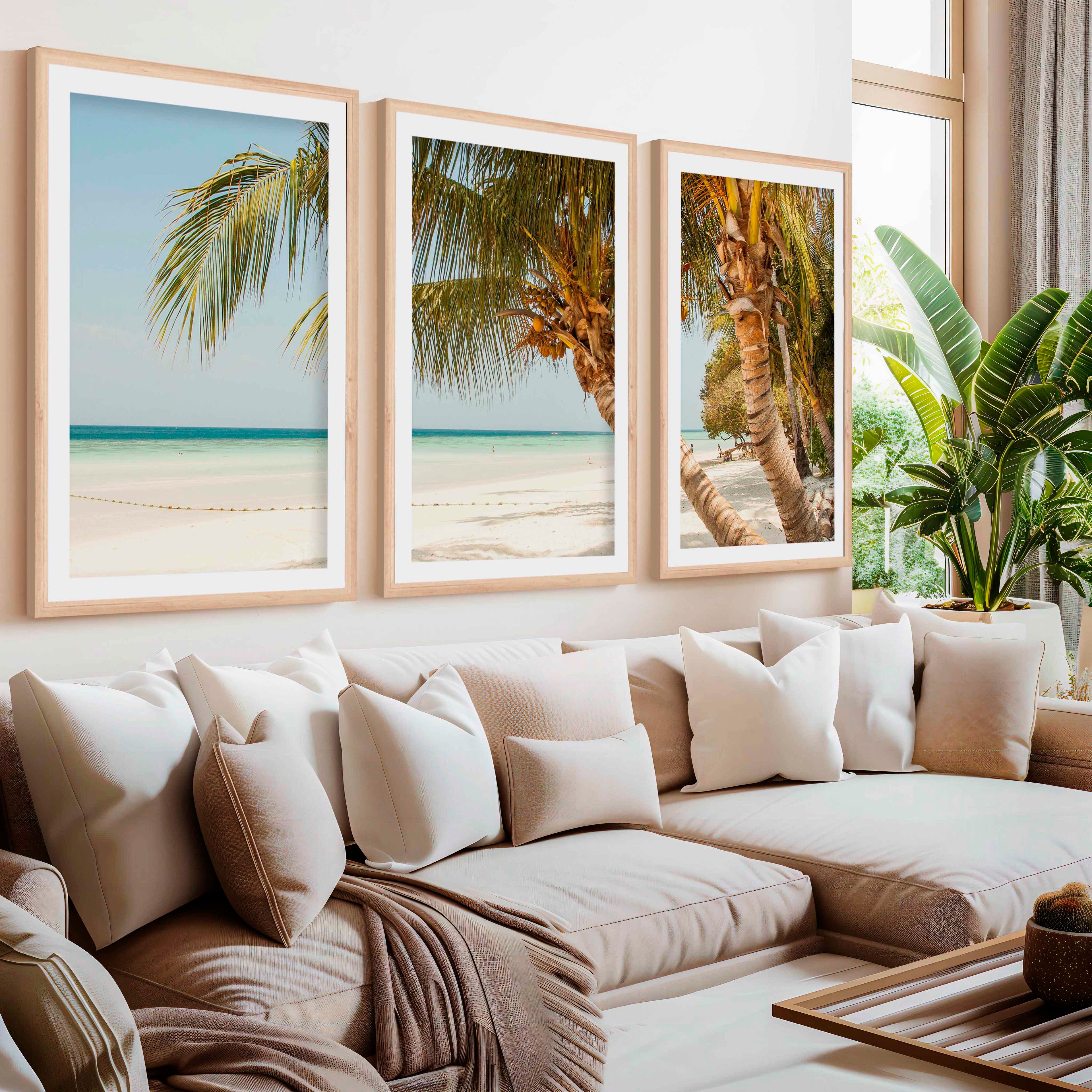 Modern Nautical Wall Art – Palm Trees by Clear Tropical Sea