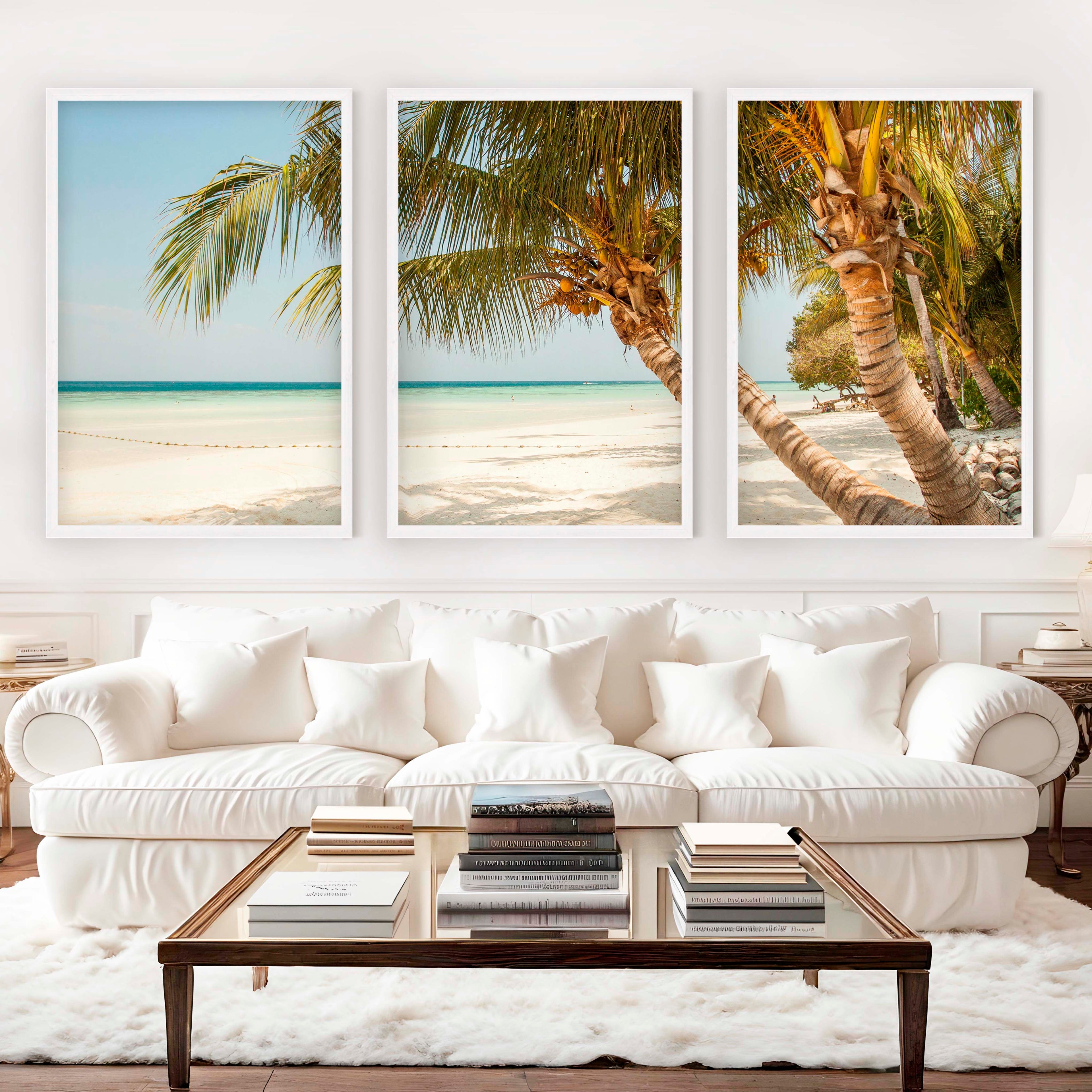Modern Nautical Wall Art – Palm Trees by Clear Tropical Sea