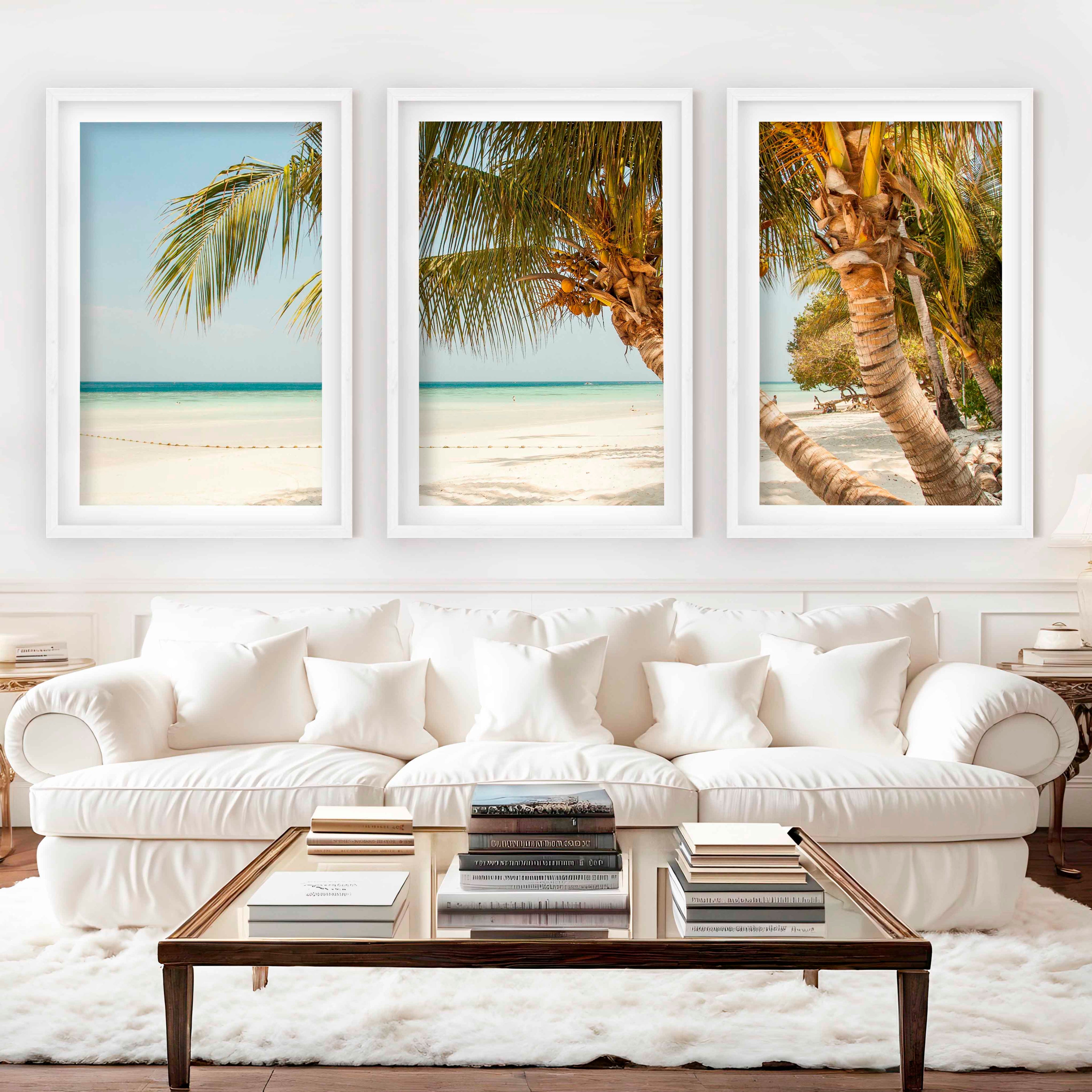 Modern Nautical Wall Art – Palm Trees by Clear Tropical Sea