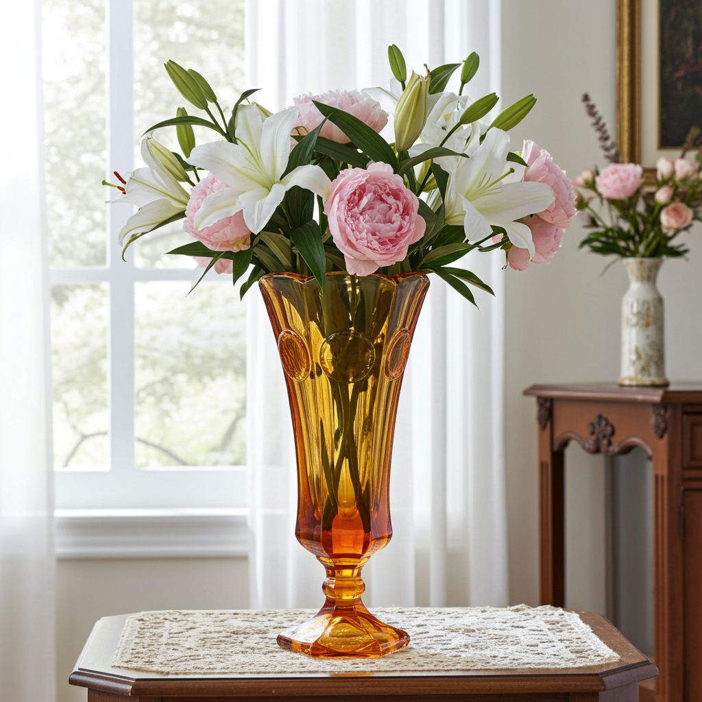 Amber Coin Glass Vase — Fostoria