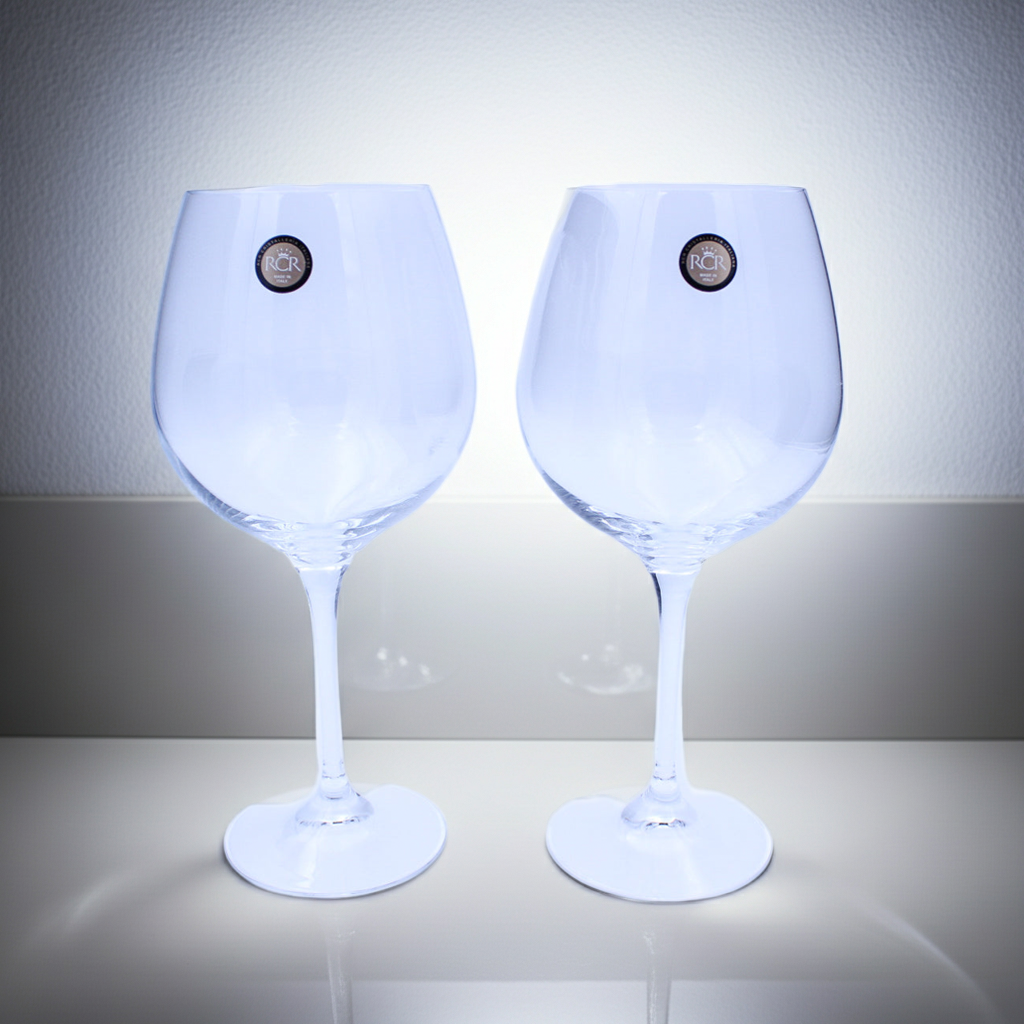RCR Cristalleria Italiana Set of 2 Crystal Wine Glasses Made in Italy