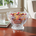 Lead Crystal Footed Bowl – Etched Floral Accent
