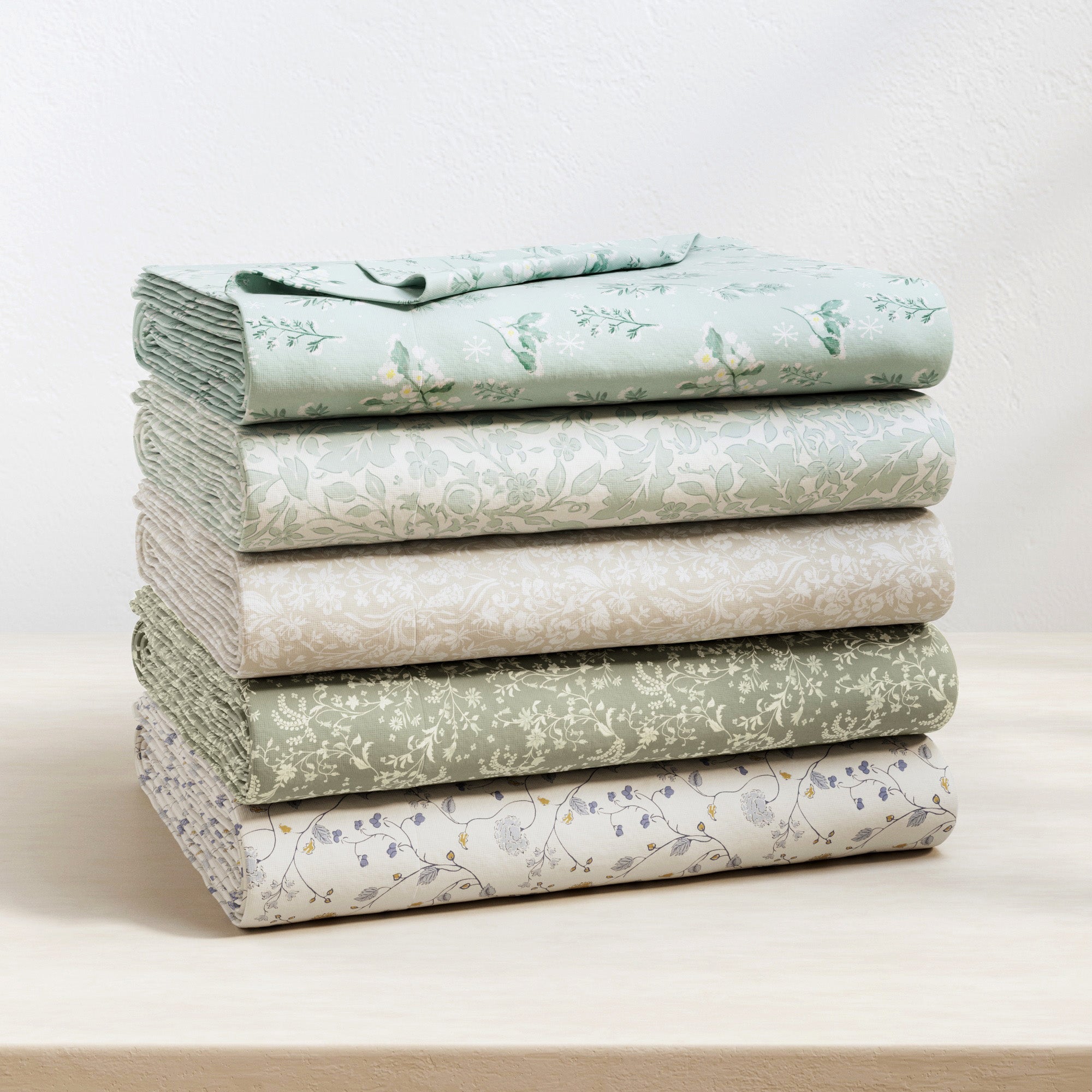 Parure de draps en flanelle de coton turc - Collection florale d'hiver