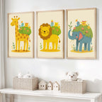 Safari-Kinderzimmer-Wandbilder – Dschungeltier-Kunstdruck-Set