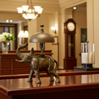 Solid Brass Elephant Service Bell – Mid‑Century Figural Desk Accent