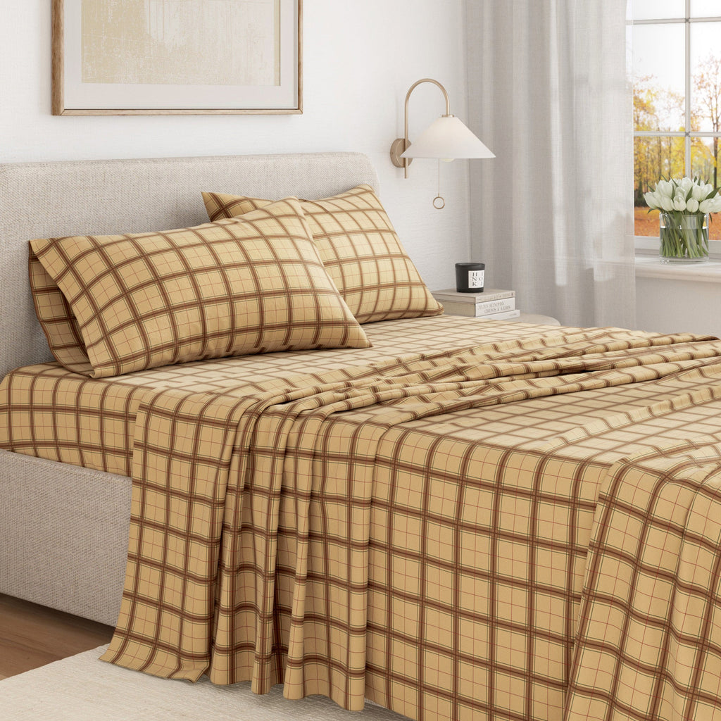 Bettwäsche-Set aus türkischer Baumwoll-Flanell – Karo- & Streifen-Kollektion