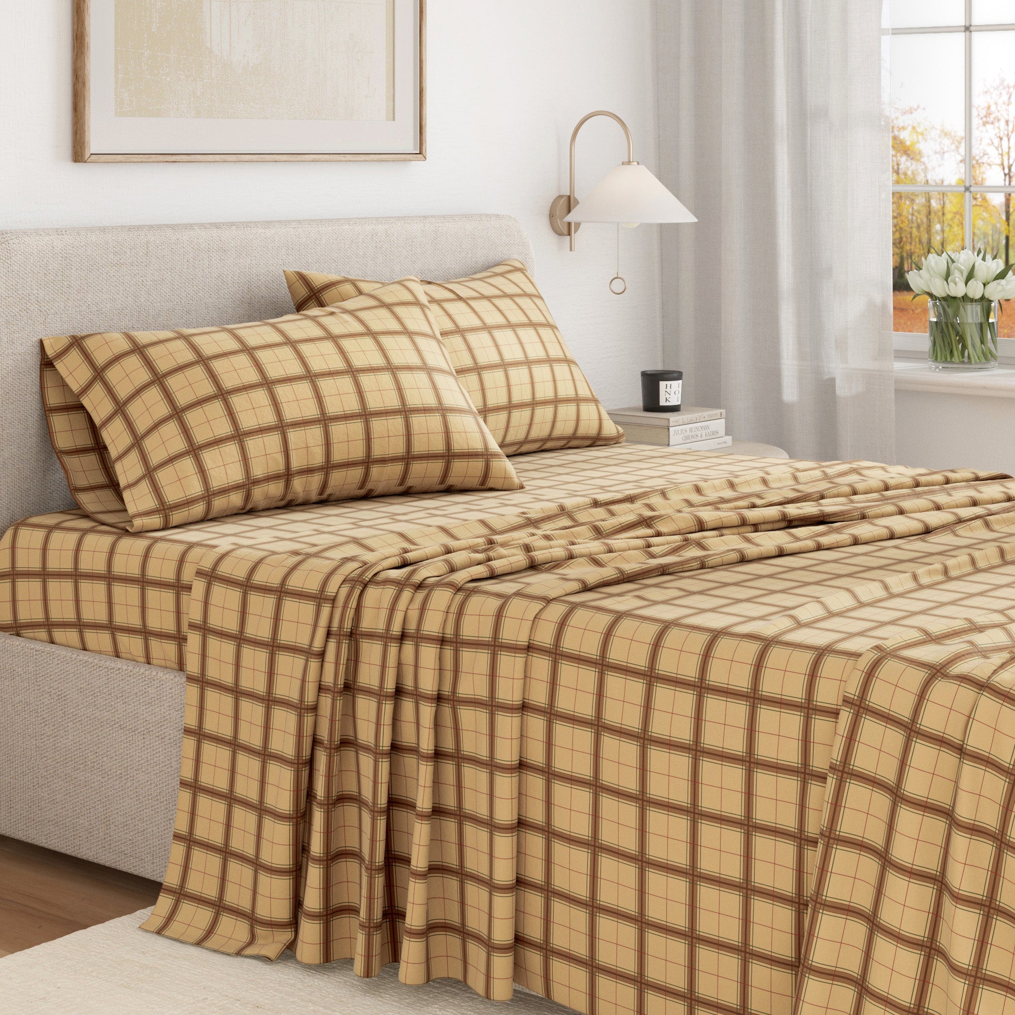 Bettwäsche-Set aus türkischer Baumwoll-Flanell – Karo- & Streifen-Kollektion
