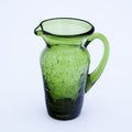 Pilgrim Olive Green Crackle Miniature Pitcher — Hand‑Blown, 4"