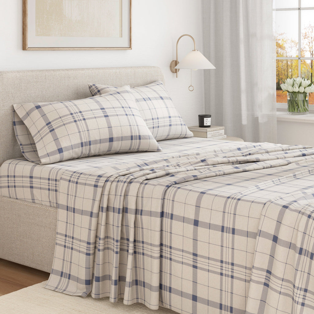 Bettwäsche-Set aus türkischer Baumwoll-Flanell – Karo- & Streifen-Kollektion