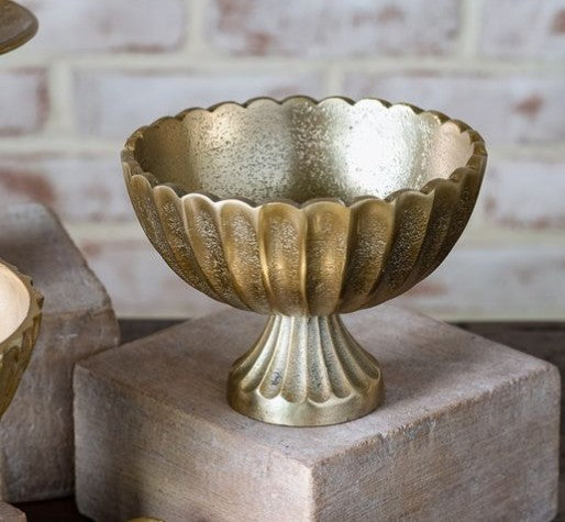 6" Gold Striped Footed Bowl