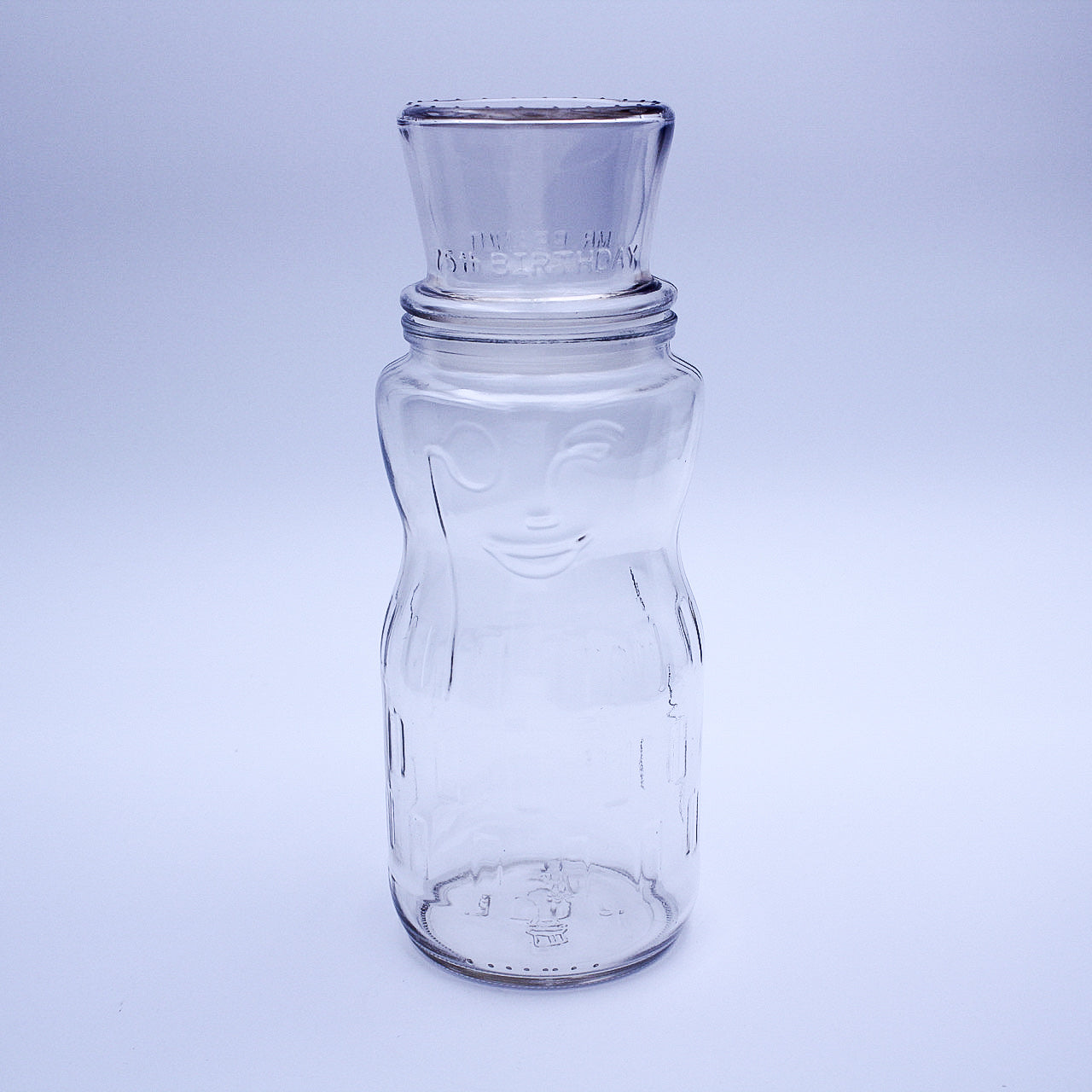 Vintage Planters Mr. Peanut 75th Anniversary Embossed Glass Jar w/Lid