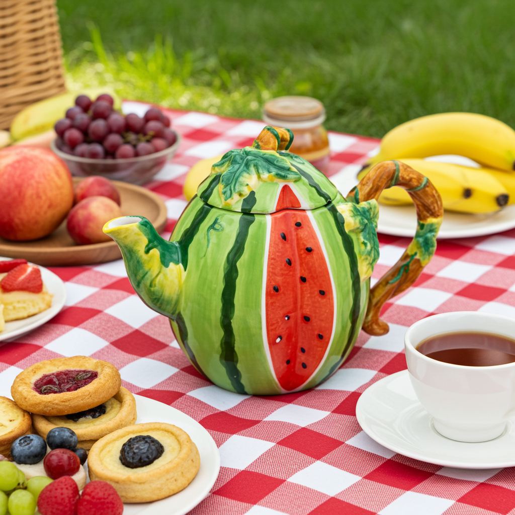 Ceramic Watermelon Teapot - Whimsical Fruit-Shaped Teapot