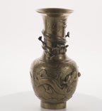 Chinese Brass Dragon Vase – High‑Relief Early 20th‑Century Accent