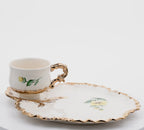 Porcelain Tea & Snack Set by Belle Monez - 1963 Leaf Tray Design