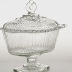 Indiana Glass Open Lace Rand Podest Bonboniere mit Deckel