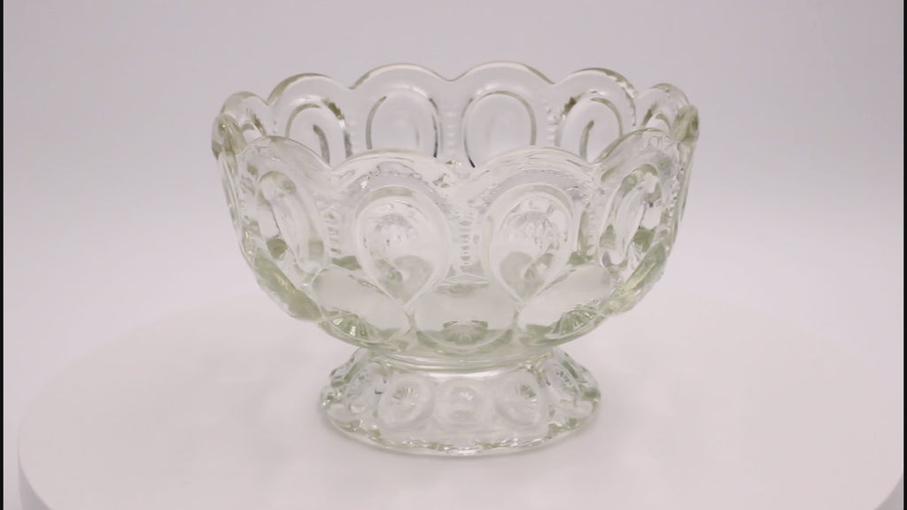 L.E. Smith Moon & Star Clear Glass Pedestal Dish – 6"