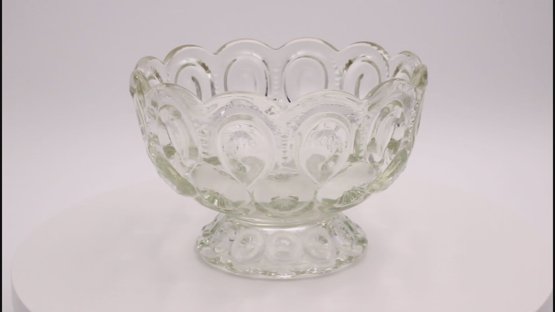 L.E. Smith Moon & Star Clear Glass Pedestal Dish – 6"