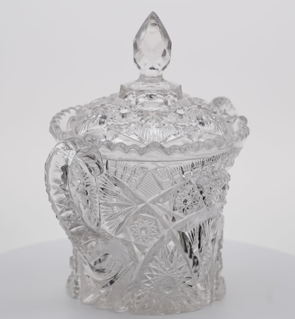 Early American Pattern Glass Wheat Sheaf Lidded Candy Dish – Cambridge No. 2660