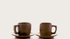 Frankoma Pottery Teeservice – 5C Tassen mit 5E Brottellern