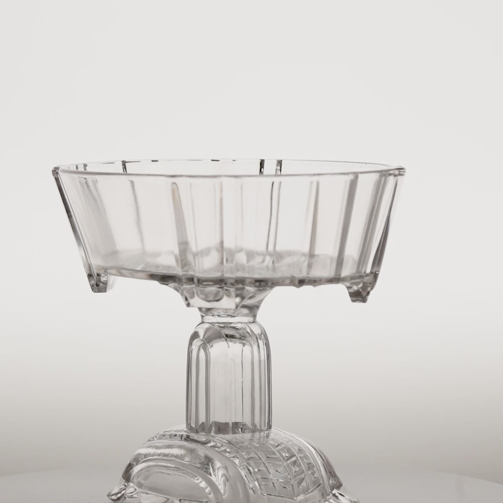 Cut Glass Pedestal Compote Dish – Diamond Pattern Accent
