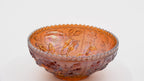 Imperial Marigold Open Rose Carnival Glass Bowl – Sawtooth Rim Design
