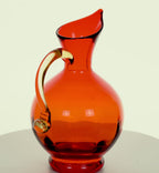 Rainbow Glass Amberina Pitcher – Red‑to‑Orange Hand‑Blown Art Glass