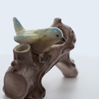 Czechoslovakian Ceramic Bird-on-Log Spill Vase – Hand-Painted Accent