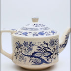 Sadler Blue Onion gerippte Keramik-Teekanne – Staffordshire, England