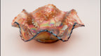 Fenton Amethyst Carnival Glass Schale Trauben & Blätter gewellter Rand 15cm