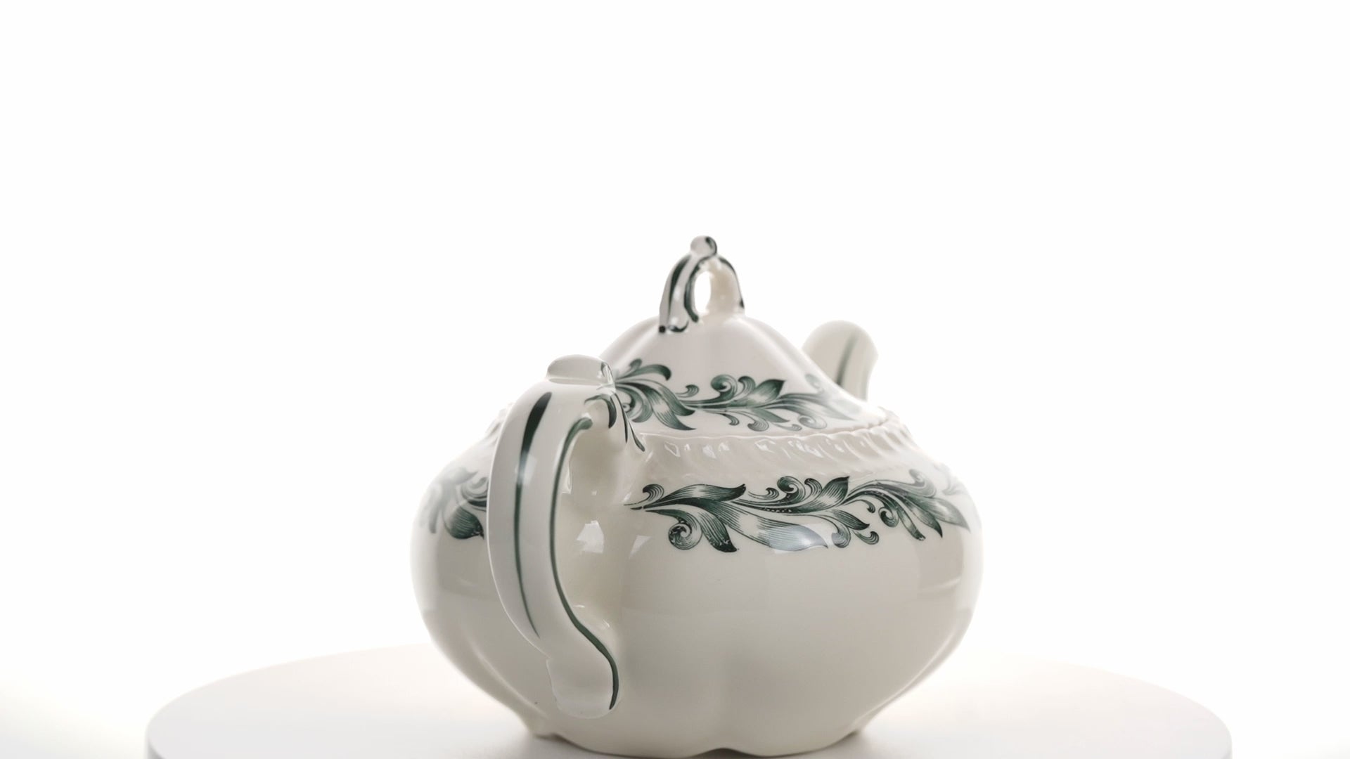 Rare Harker Pottery Royal Gadroon Green Leaf Teapot