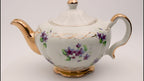 Ellgreave Staffordshire Porzellan Teekanne mit Veilchenmuster, 15 cm, weiße Glasur