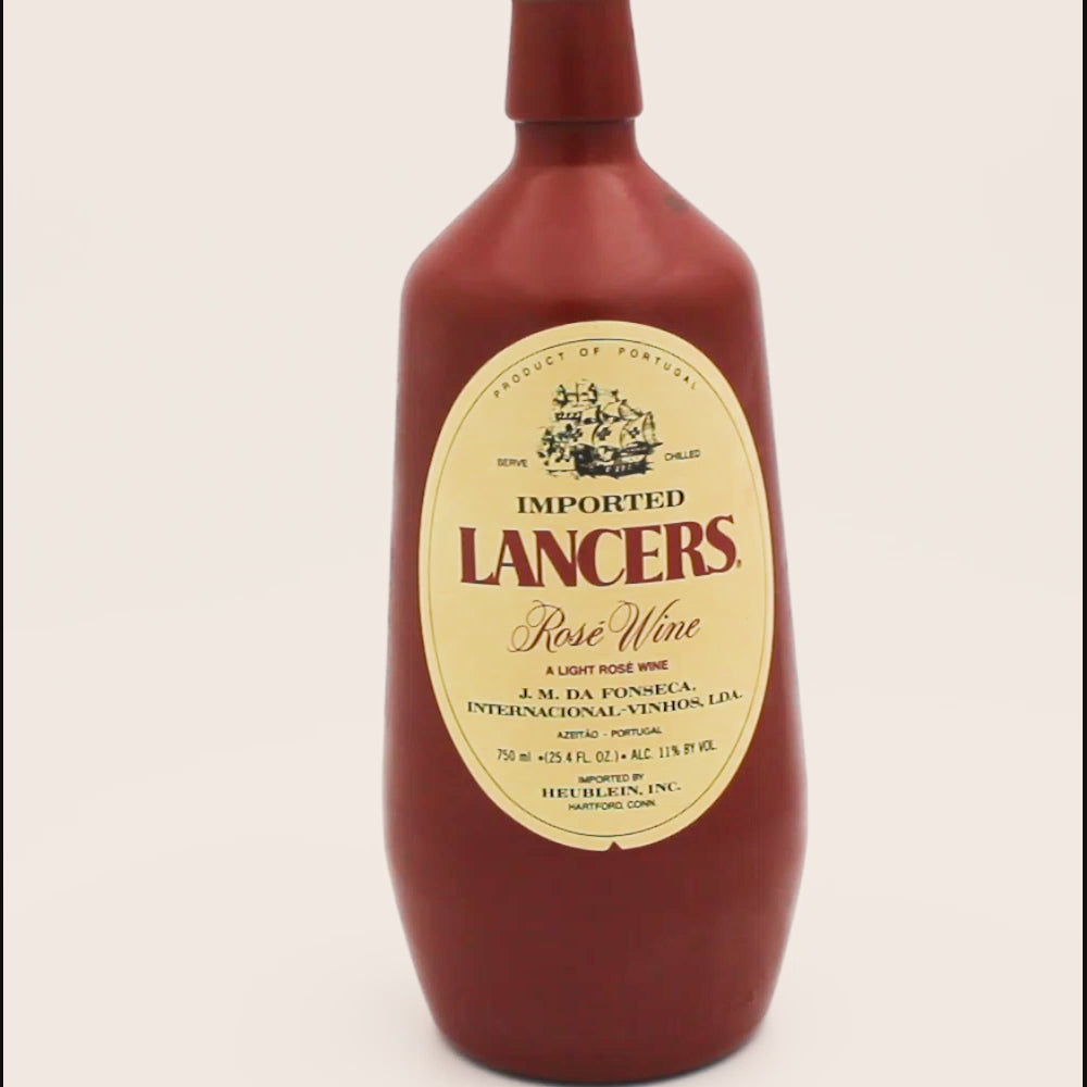 Lancers Rosé Portuguese Stoneware Wine Bottle Brown Ceramic Jug 9"