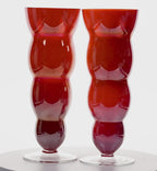 Modernist Iridescent Bubble Art Glass Vases – Set of 2