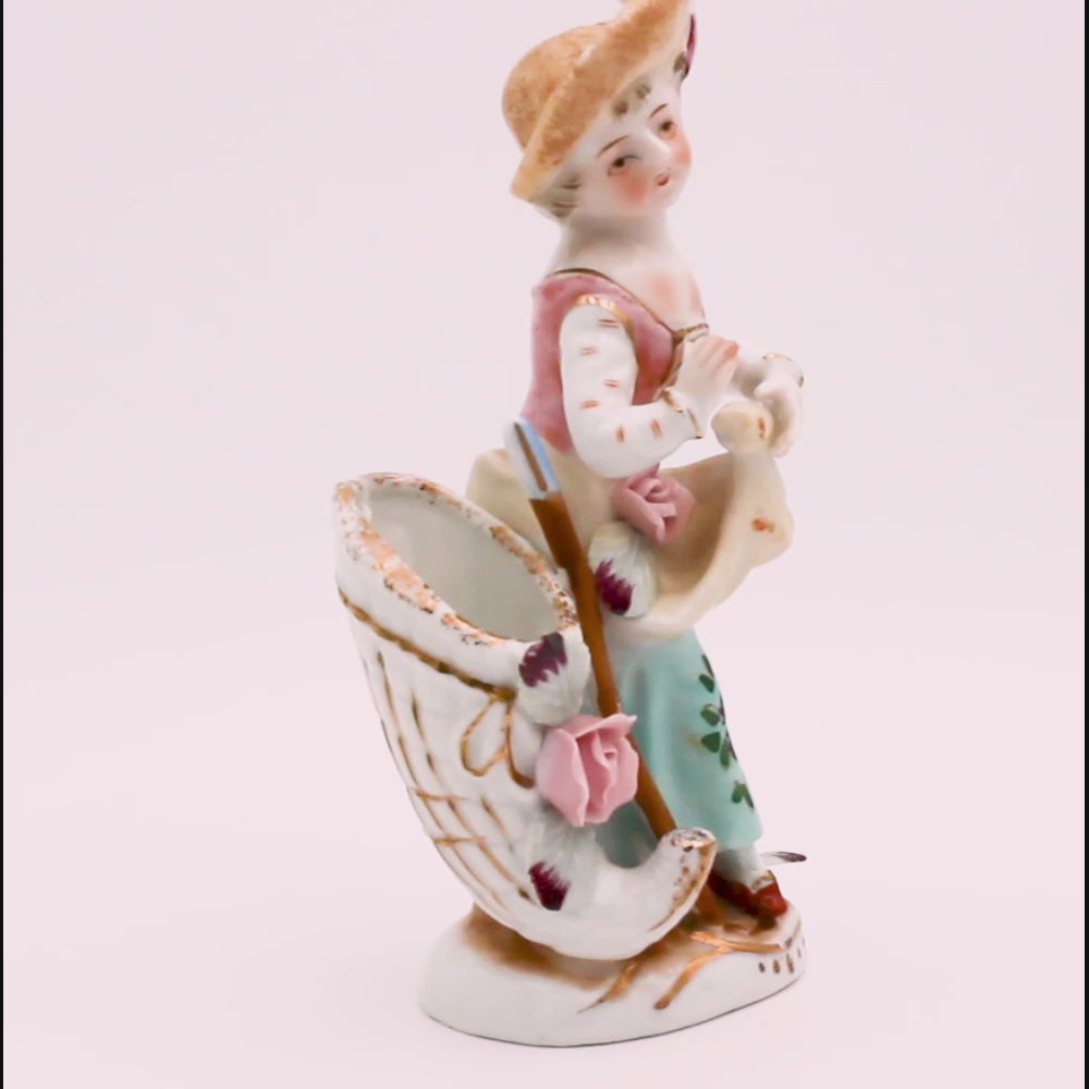 UCAGCO Ceramic Girl Figurine with Walking Stick 6.5"