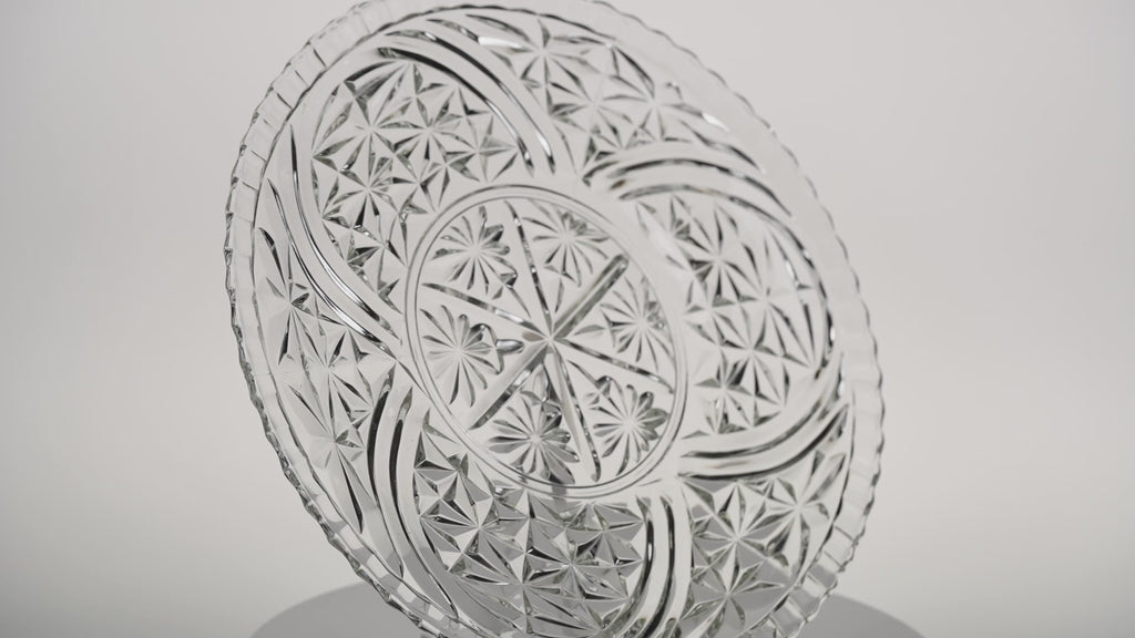 Anchor Hocking Stars and Bars Pressed Glass Platter – Mid‑Century Plate
