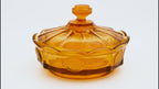 Fostoria Amber "American Coin" Glass-Bonbondose mit Deckel 6"