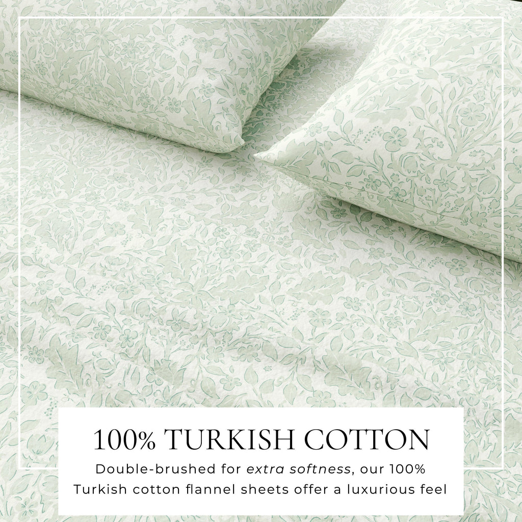 Parure de draps en flanelle de coton turc - Collection florale d'hiver