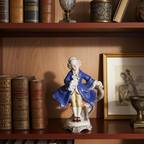 Italian Porcelain Gentleman Figurine - Hand-Painted Blue Coat