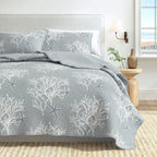 Fenwick Collection Quilt Set - Reversible Coral Microfiber Quilt