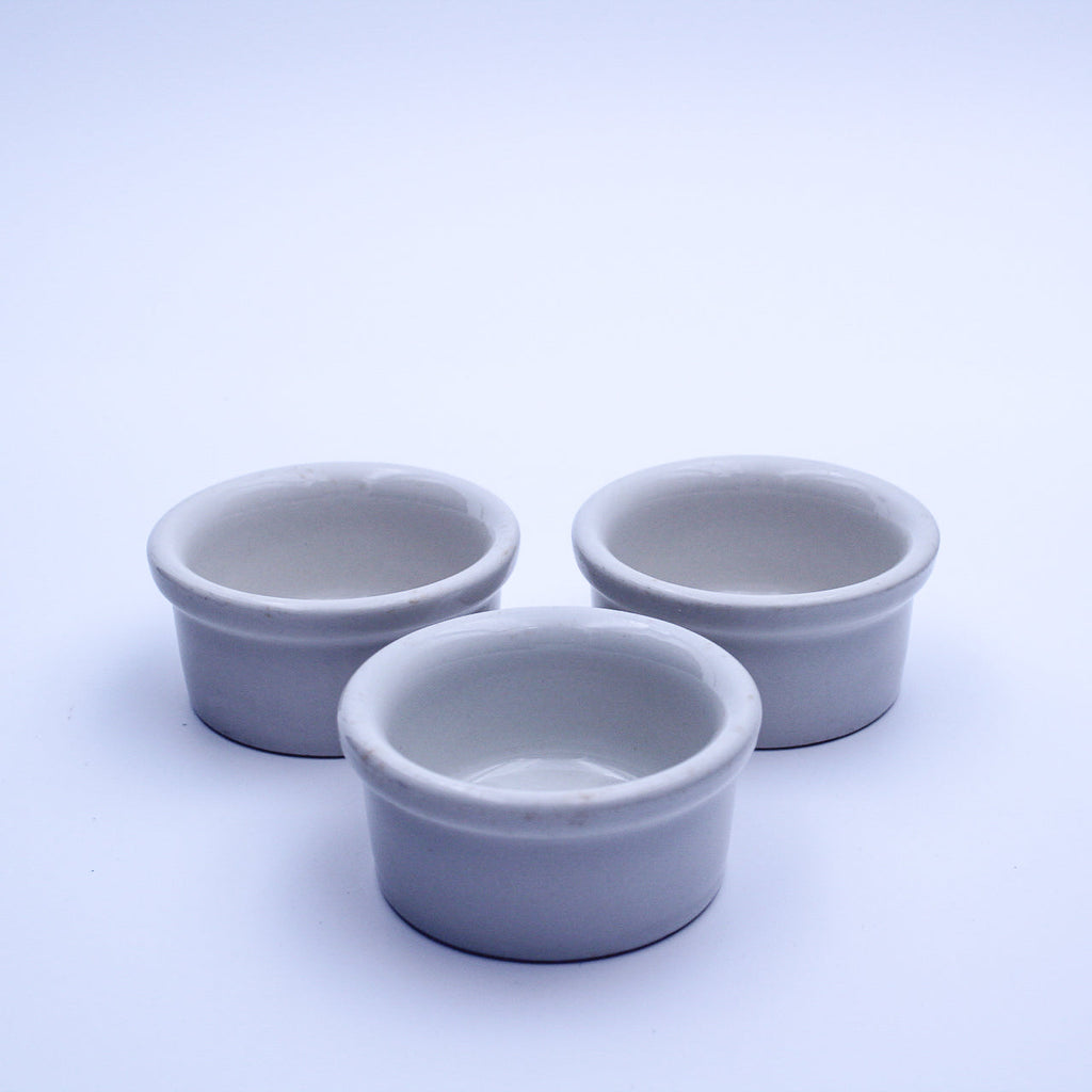 Hall China #362 White Ceramic Ramekin Set — 2.5 oz, Set of 3