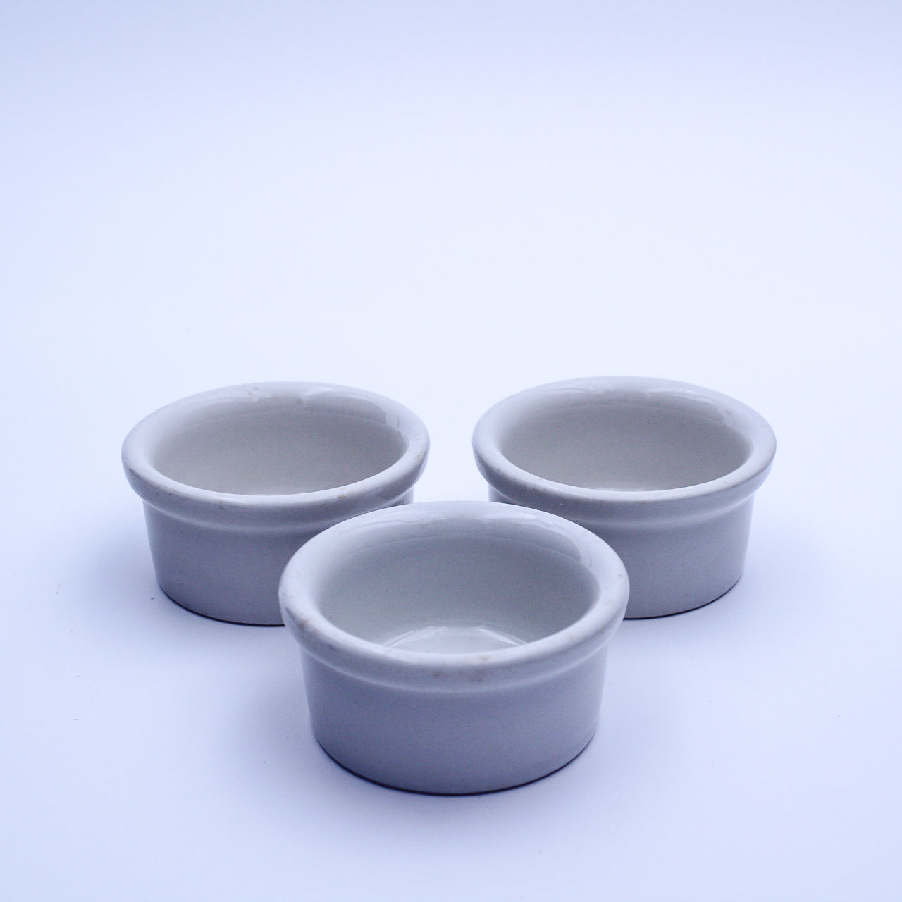 Vintage Hall China #362 White Ramekin Set of 3, 2.5oz, Used