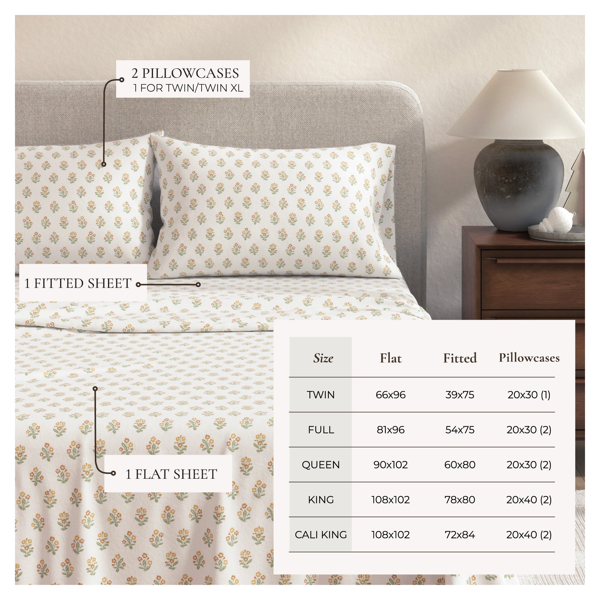 Parure de draps en flanelle de coton turc - Collection florale d'hiver