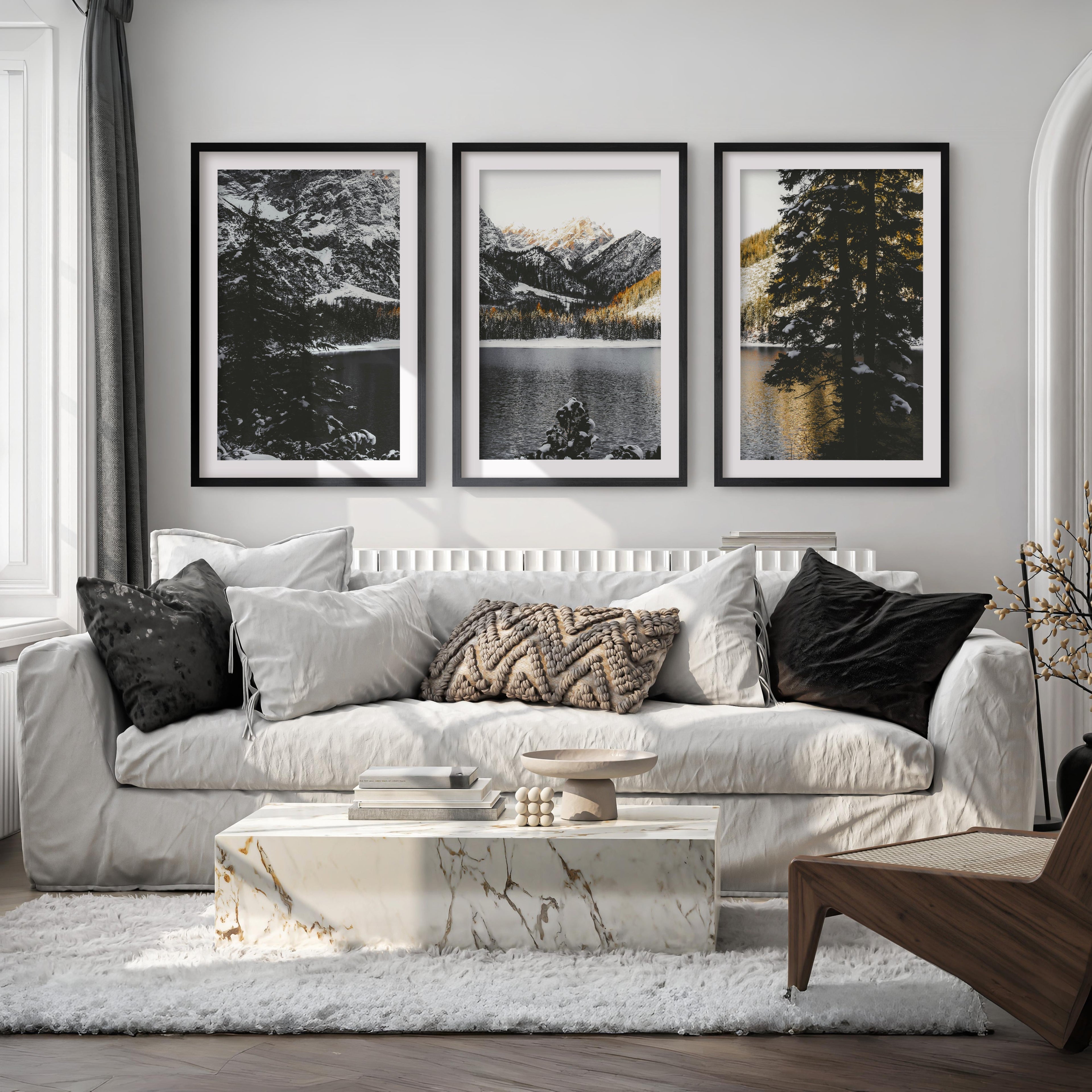 Scandi Nature Triptych. Mountain Lake Photography