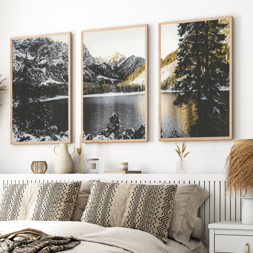 Scandi Nature Triptych. Mountain Lake Photography