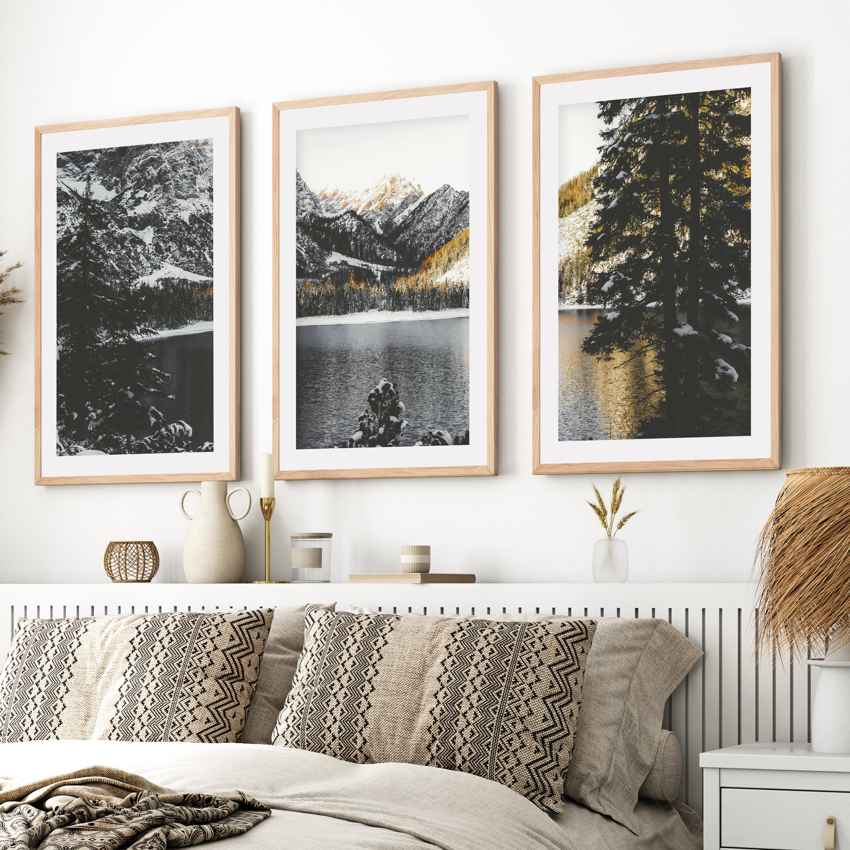 Scandi Nature Triptych. Mountain Lake Photography