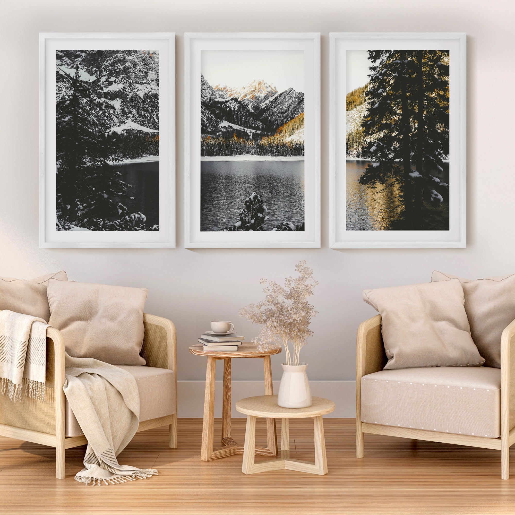 Scandi Nature Triptych. Mountain Lake Photography