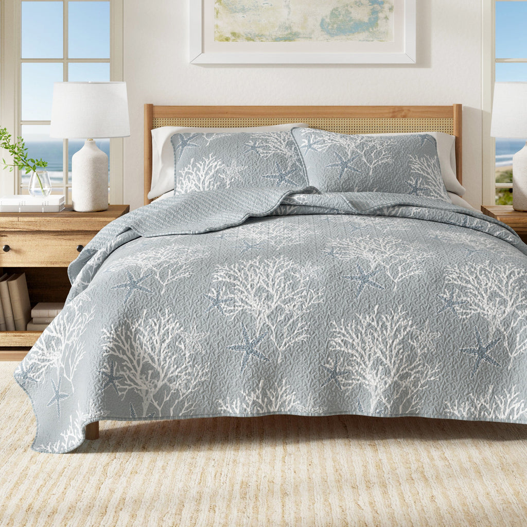Fenwick Collection Quilt Set - Reversible Coral Microfiber Quilt