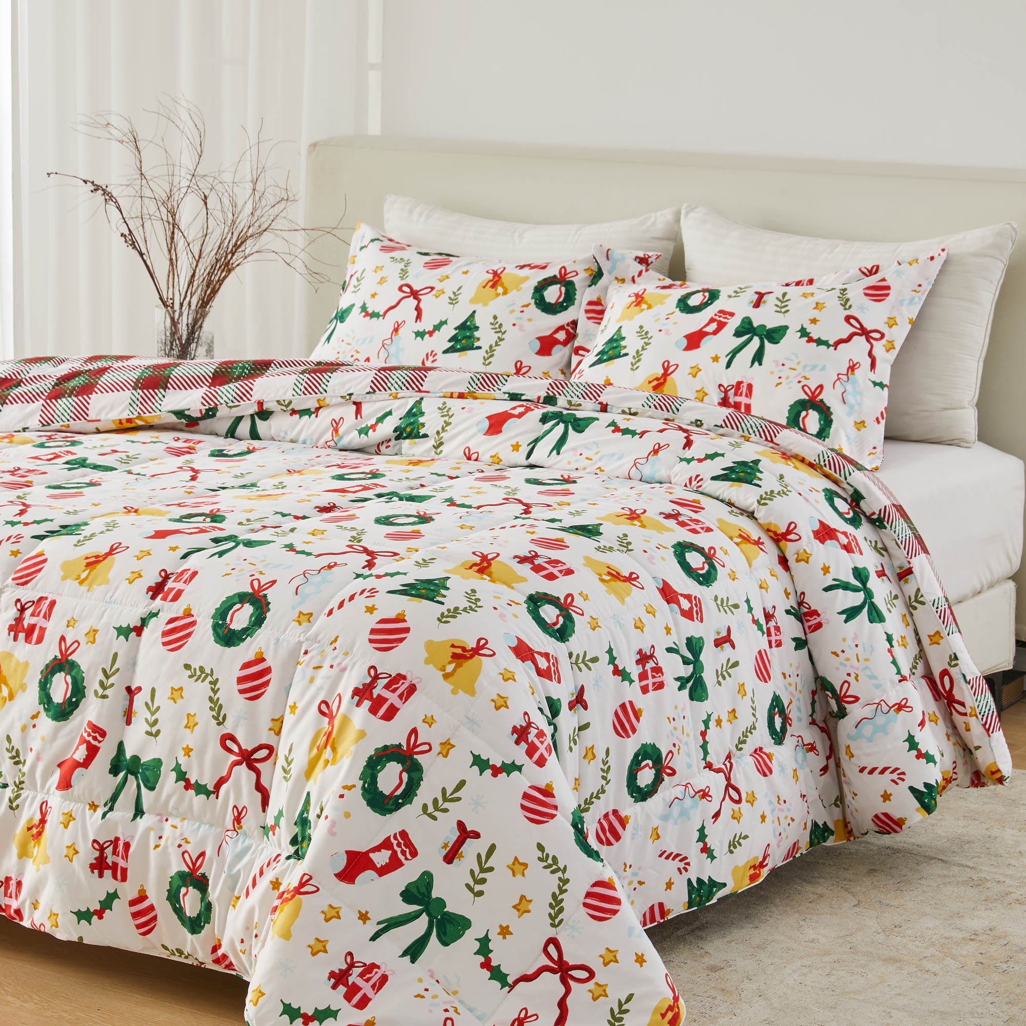 Wendbare Weihnachtsdecke und Kissenbezüge-Set – Holiday / Lodge Odette Kollektion