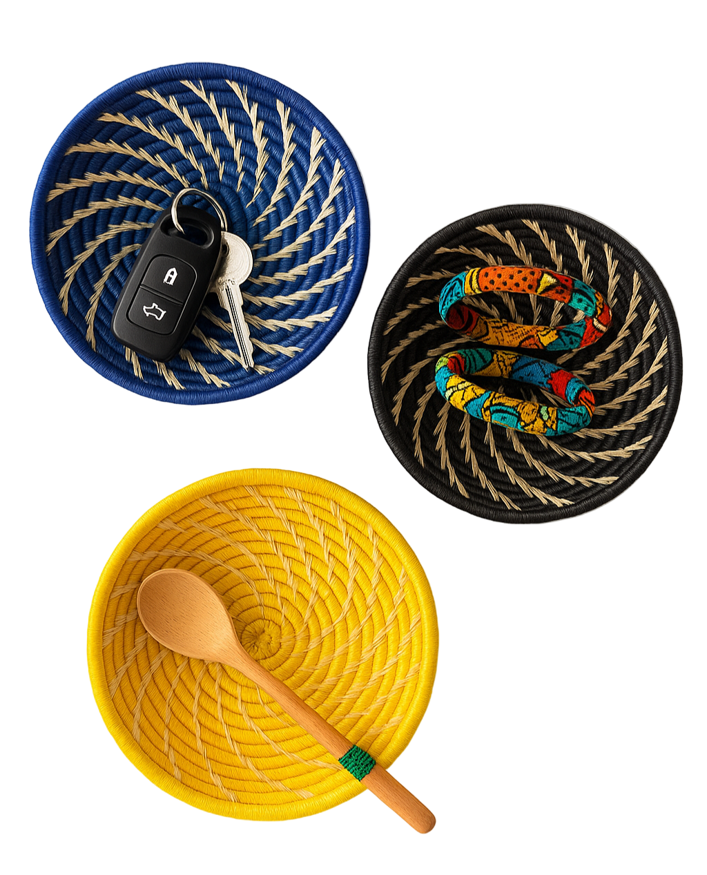Small Woven Raffia African Baskets - Multiple Colors